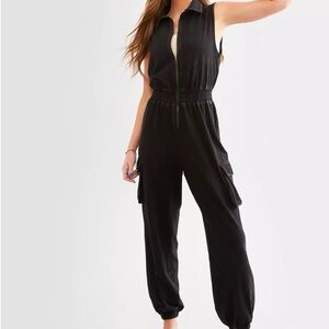 NWT BKE Black Washed Cargo Jumpsuit